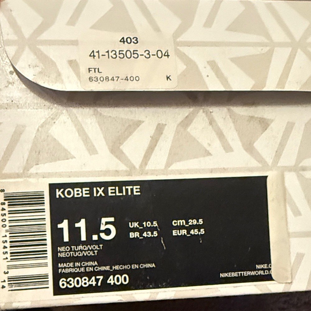 Nike KOBE IX ELITE Neo Turquoise/Volt Basketball Shoes Size 11.5 - Picture 9 of 10